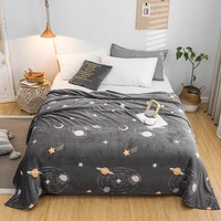 new gray starry universe bedspread blanket high density super soft flannel blankets to on for the sofabedcar portable plaids