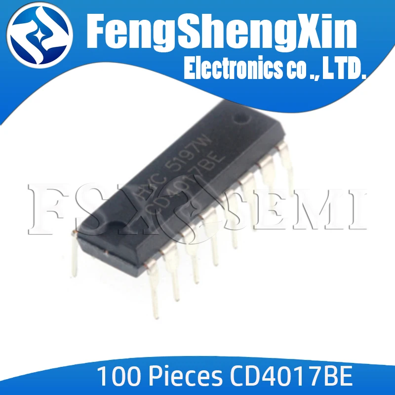 

100pcs/lot New CD4017 CD4017BE DIP-16 DECADE COUNTER DIVIDER IC