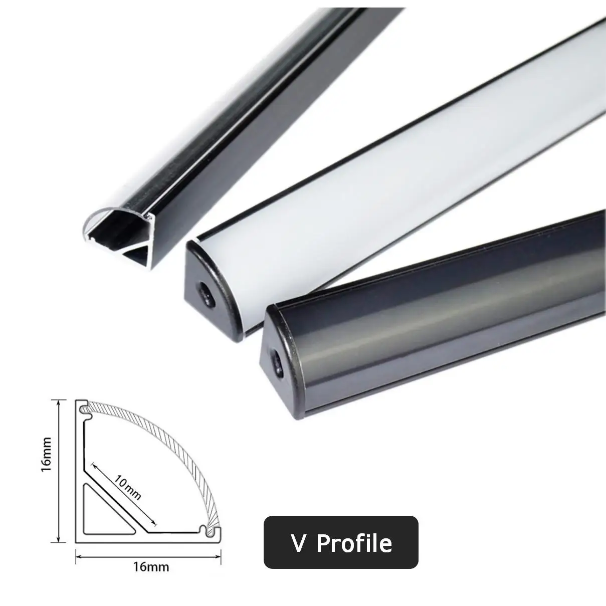 Black V U YW LED Aluminum Profile 50cm For 5050 5630 Corner Channel Case Holder Milky Cover Cabinet Closet LED Bar Strip Lights images - 6