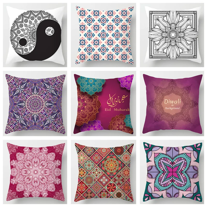 

Mandala Pillowcase Classic Cushion Cover Geometric Home Car Decorative Soft Seat Cushions almohada