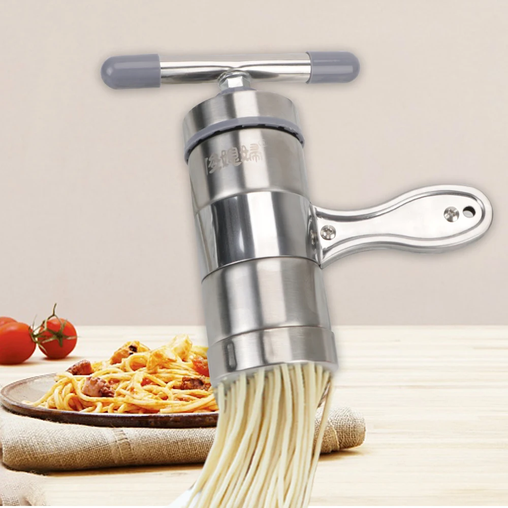 

Press Pasta Machine Stainless Steel Making Spaghetti Multifunctional With 5 Pressing Moulds Manual Noodle Maker Fruits Juicer