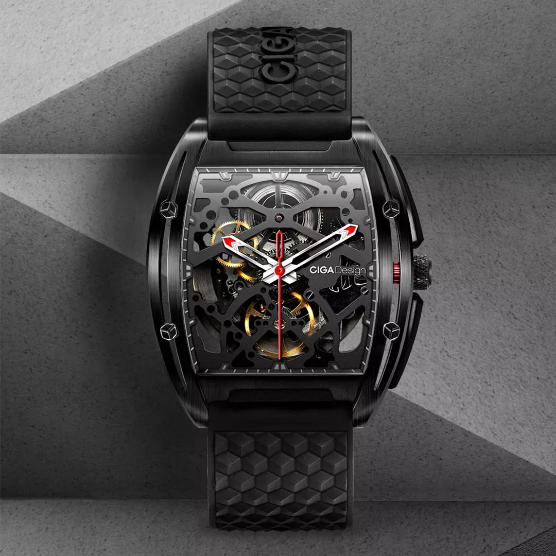 

xiaomi CIGA Luxury Titanium Case Mens Watch Business Automatic Wristwatch with Silicone Leather Strap 30m Clock Male Relogio