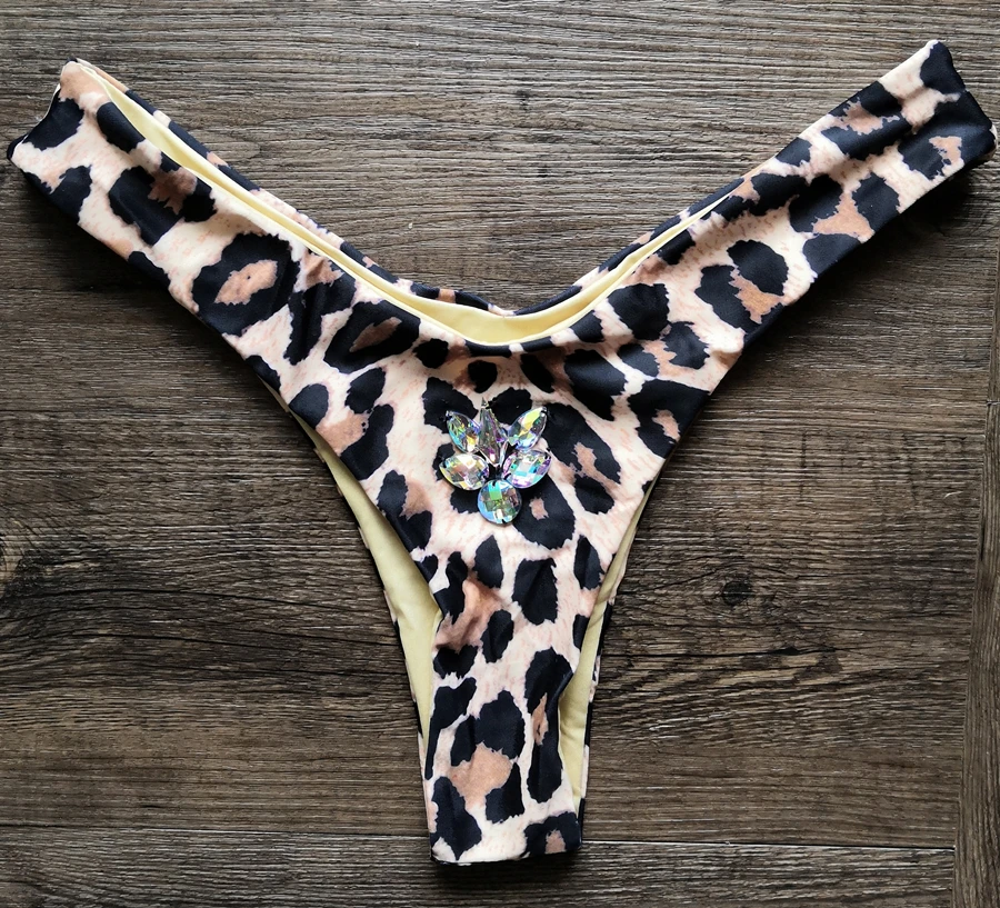 2021 сексуальное бикини со стразами Для женщин шею купальник пуш ап Леопардовый