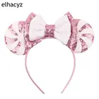 Ободок для волос Женский, 3,3 дюйма, с блестками, мышиными ушками и бантом