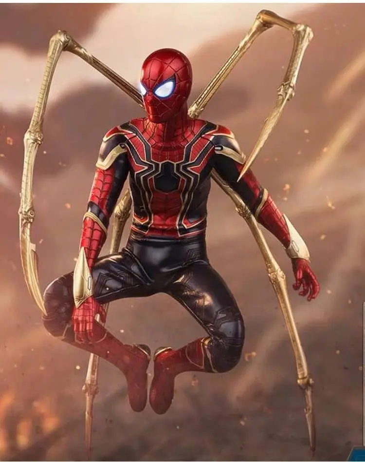 30cm Hot Movie HC Avengers Infinity War Led Light Up Iron Spider Action Figure PVC Collection of toy gifts