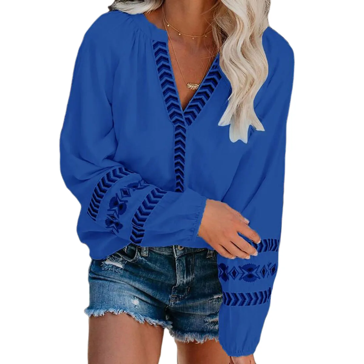 

Women Elegant Blouse Boho V Neck Lantern Long Sleeve Floral Shirts Tops Autumn Spring Casual Blouses Plus Size 2020