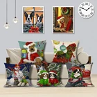 Рождественская наволочка F  G, домашняя декоративная наволочка с милыми рождественскими собаками, наволочка для дивана, домашний декор, наволочка, подарок на Рождество