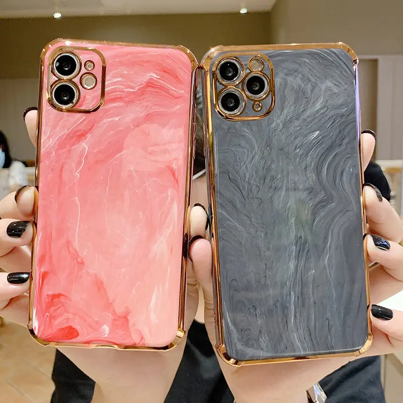 

Чехол HSYK с мраморной текстурой и золотым покрытием для телефона iPhone 12 Pro Max 11 XR XS Max X 7 8 Plus 12Pro 11 Pro Max 11 Защита камеры