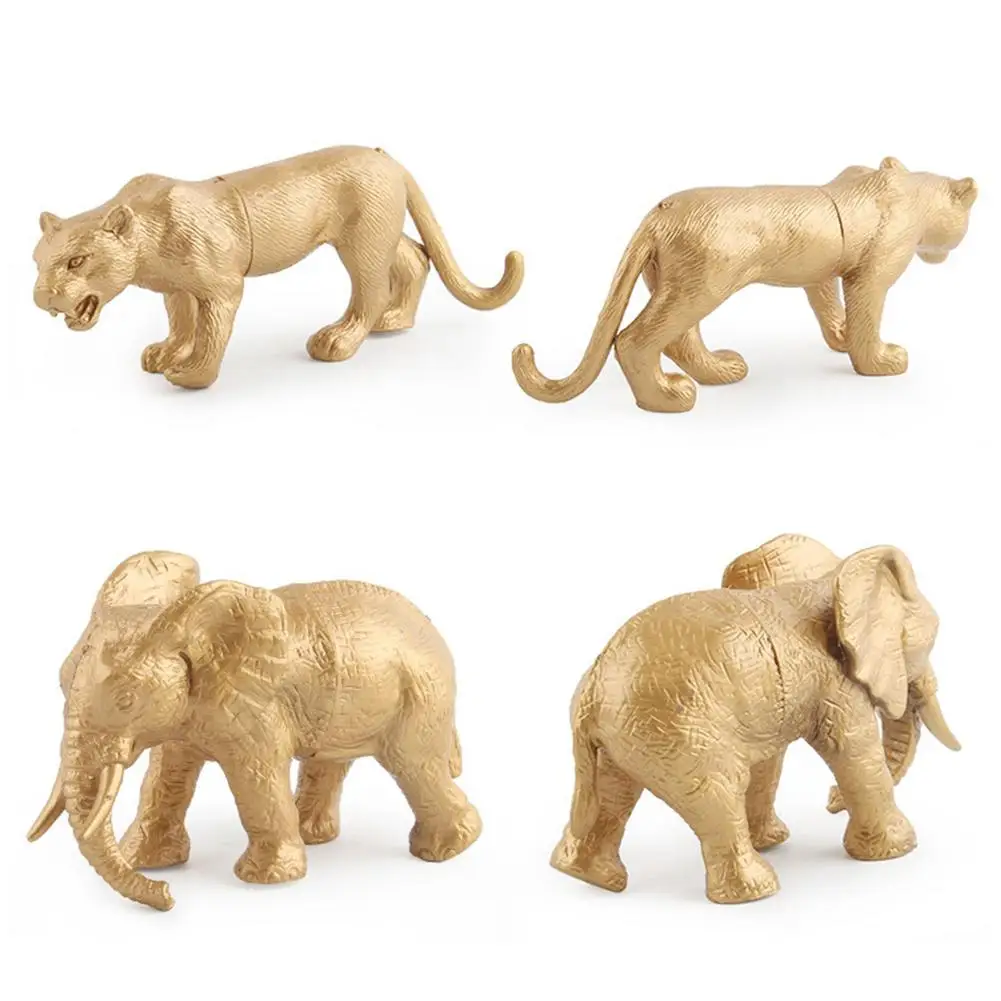 Реалистичная модель диких животных статуэтка Золотой версии искусственное