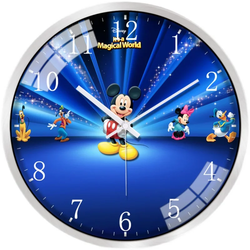 

2021 Disney Mickey Minnie Wall Clock Electronic Smart Luminous Timer Wake Up Children's Desktop Alarm Clock Bedroom Decoration