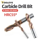 Бур Tooleye HRC55  из карбида вольфрама, металлические сверла для токарного станка с ЧПУ, сверло из нержавеющей стали, твердый металлообрабатывающий инструмент 0,5-20,0 мм