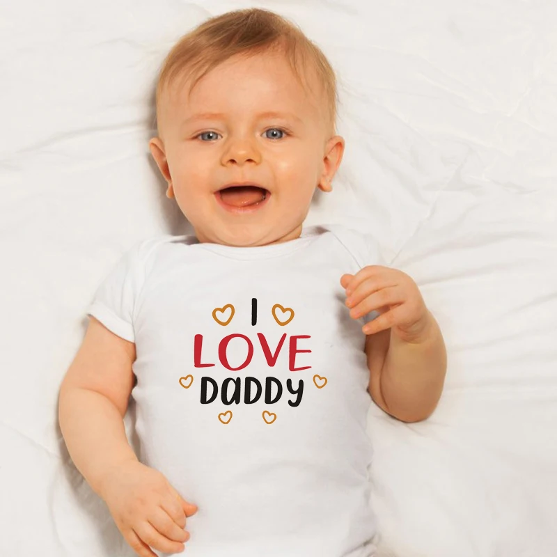 

Shirerty детские пижамы с надписью «I Love Daddy» комбинезон из хлопка для маленьких детей комбинезон для младенцев мальчиков девочек Футболка со см...