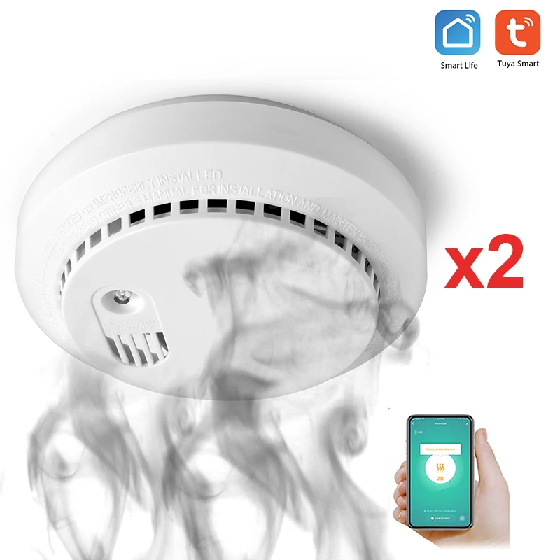 Tuya Wifi Household Alarm Detector Carbon Monoxide Detector Mobile APP View CO Detector 2pcs