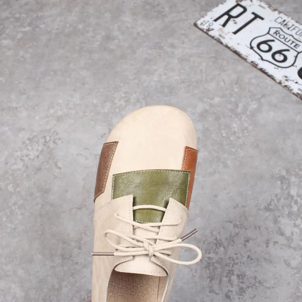 Лоферы женские ручной работы разноцветные на шнуровке мягкая подошва лоферы