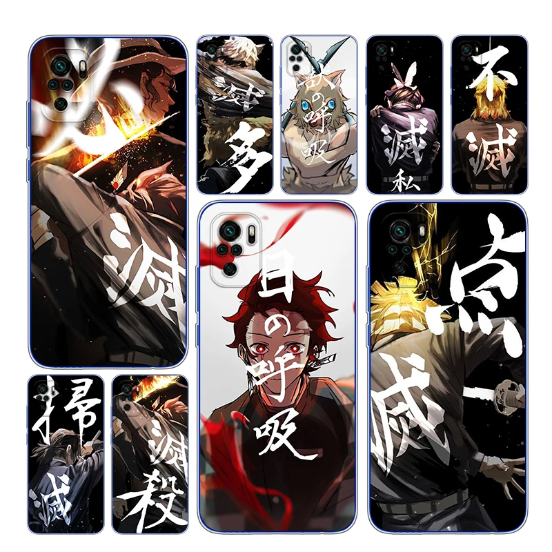 

For Xiaomi Redmi Note 4X 5A 5 6 7 8T 8 9T 9S 9 10 10S 11 Pro Max Soft TPU Demon Slayer Cool Transparent Phone Case