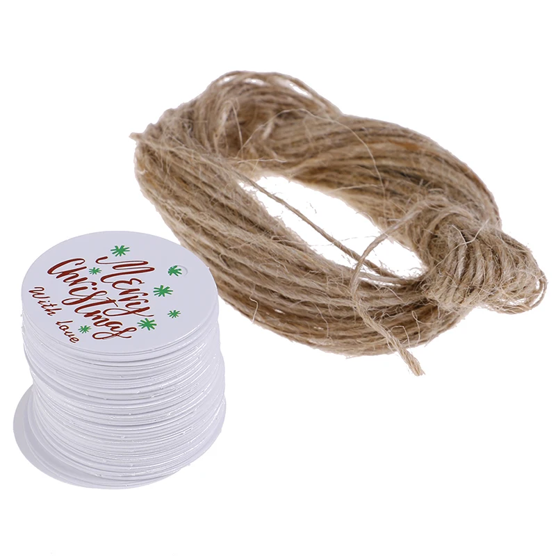 100PCS/Lot Garland Merry Christmas Round Paper Tags Gift Labels Party Favors Wrapping Supplies Decor | Дом и сад