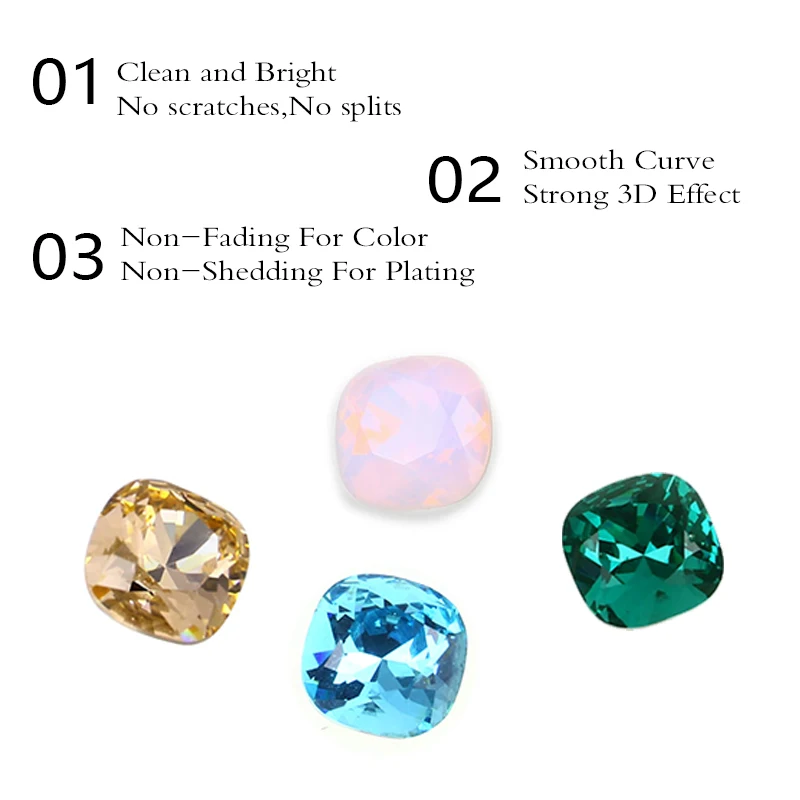 12 мм толстые квадратные стеклянные кристаллы стразы K9 Стразы Блеск 3D Pointedback со