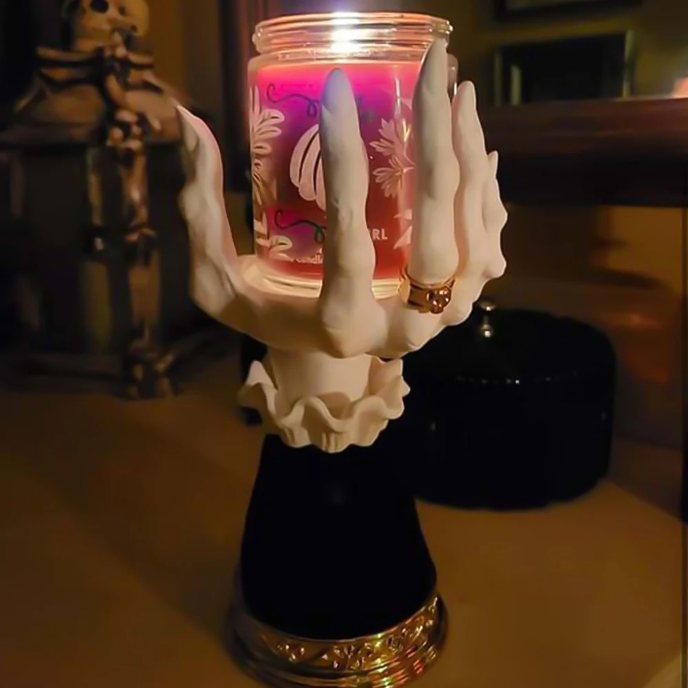 

Witch Hand Candlestick Halloween Palm Candle Holder Horror Witch Hand Seat Single Wick Candle Holder For Home Holiday Decor