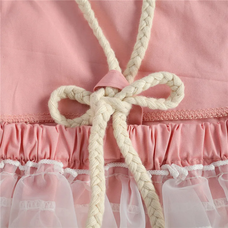 

Baby's Two Piece Set, Sleeveless Romper Embroidery Round Neck Jumpsuits Mesh Hem Bodysuit Hair Band for Toddler