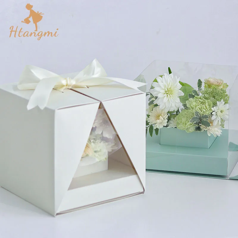 

1pcsWindow portable flower box flower cake flower flower box dessert box bouquet gift box
