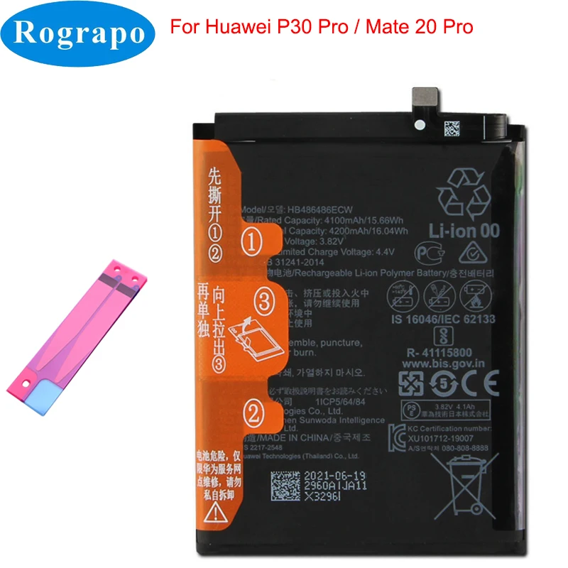 Новый оригинальный 4200mAh HB486486ECW мобильный телефон аккумулятор для Huawei P30 Pro Mate20 Mate 20