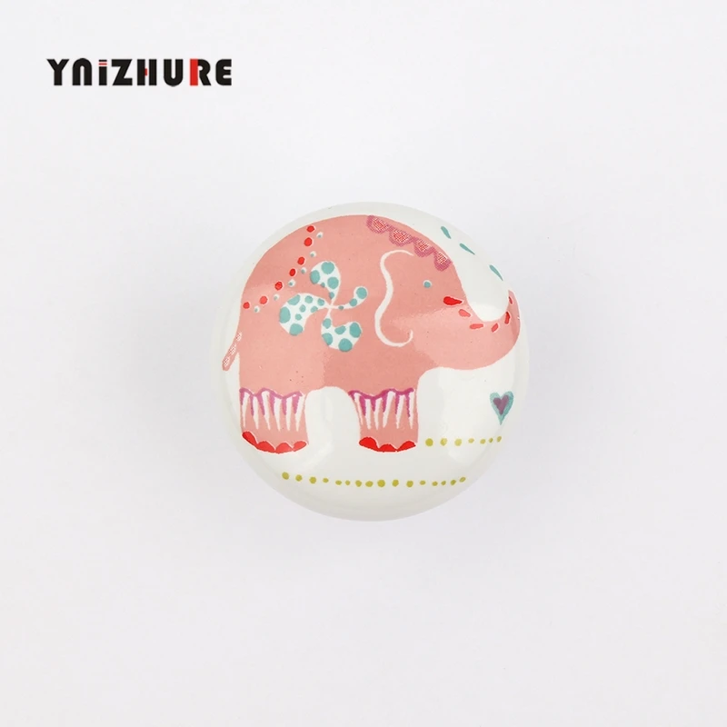 Pink elephant YINZHURE бренд Сельский Acme скандинавском стиле Керамический одинарный круглый K Шкаф Кухня сад дверь ручка современного шкафа Ручка - Цвет: Pink elephant