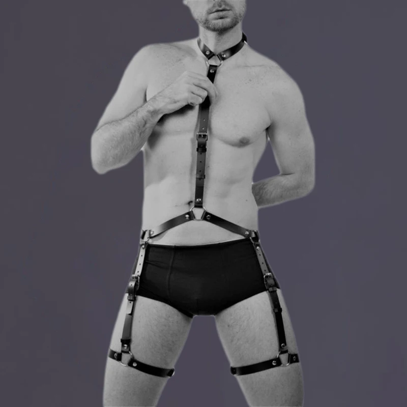 

Gay Bondage Harness Men Sword Belt Chest Sexy Lingerie Belt Leather Sissy Rave Vest Bdsm Fetish Clothing Crossdress Male Straps