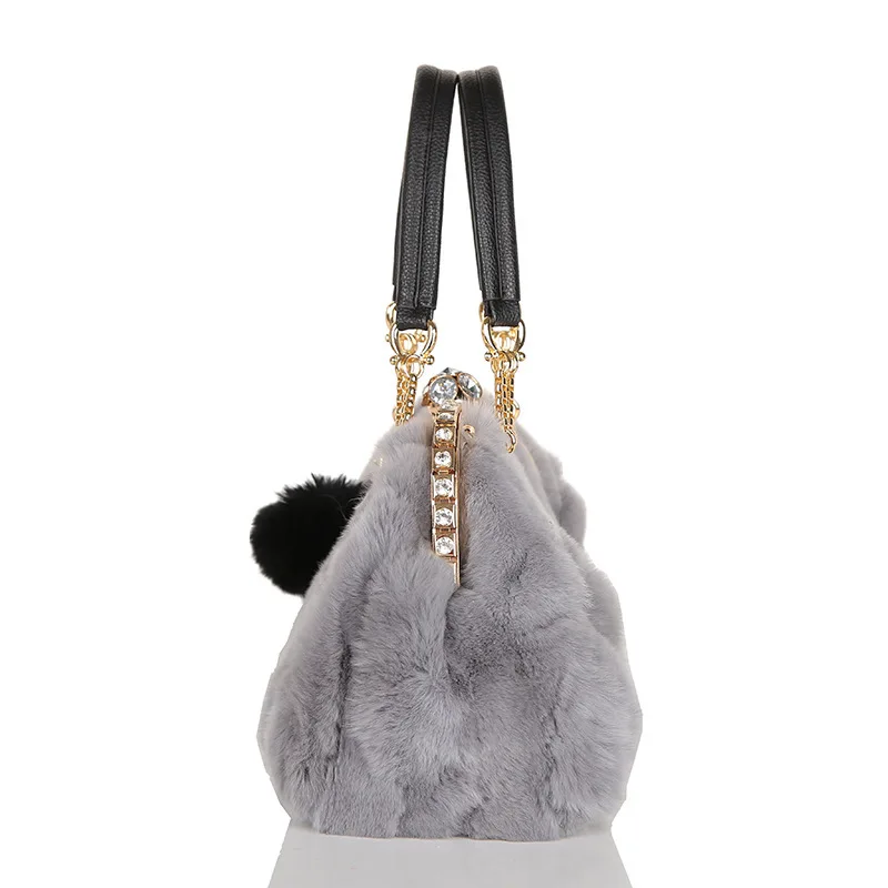 Winter Faux Fur Rabbit Hair Clutch Bag Korean clutch bag banquet fashion handbags Elegant women's wallet purse | Багаж и сумки