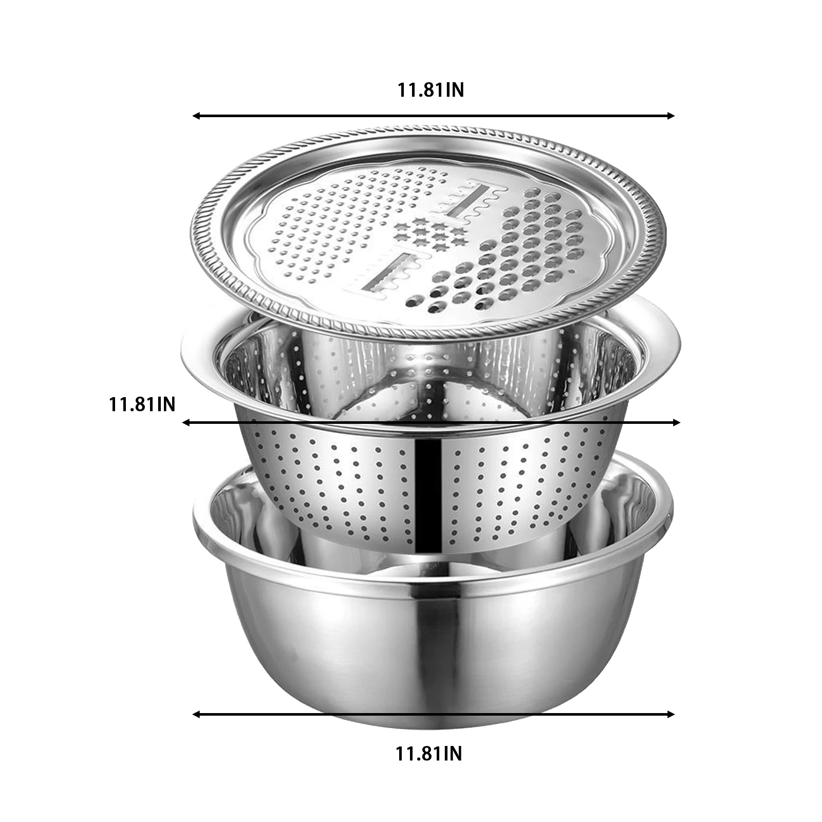 

3 Pcs / Set Multi-Function Kitchen Graters Cheese With Stainless Steel Drain Sink For Vegetables Fruit Salad Kitchen Gadget
