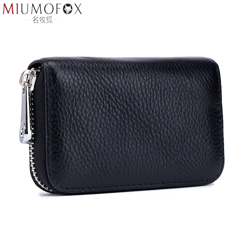 Органайзер из натуральной кожи для кредитных карт маленькая визитница на молнии