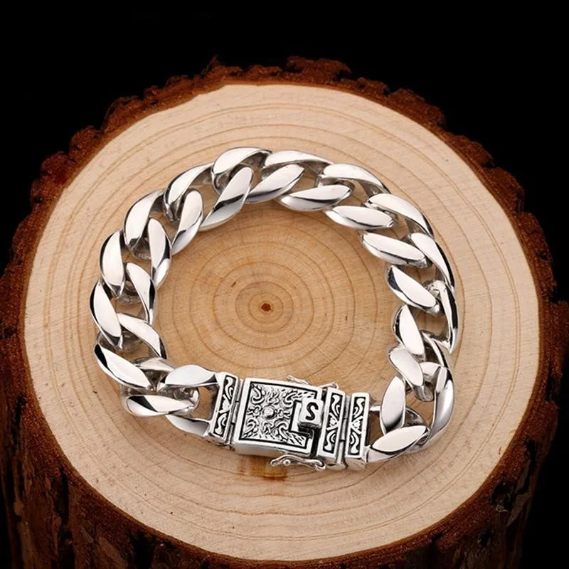 925 Sterling Silver Jewelry Men's Personalized Carved Unique Bracelet Punk Style Retro Thai Original Exquisite | Украшения и