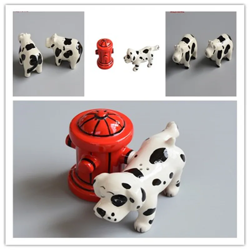 2pice creative ceramic ornaments hydrant pee dog seasoning bottle cute beef pepper pot kitchen spice storage bottle funny gift