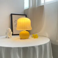 Italian Cream Mushroom Table Lamp Handmade Glass Table Light Korean Ins Wind Net Red Bedroom Photo Props Living Room Decoration