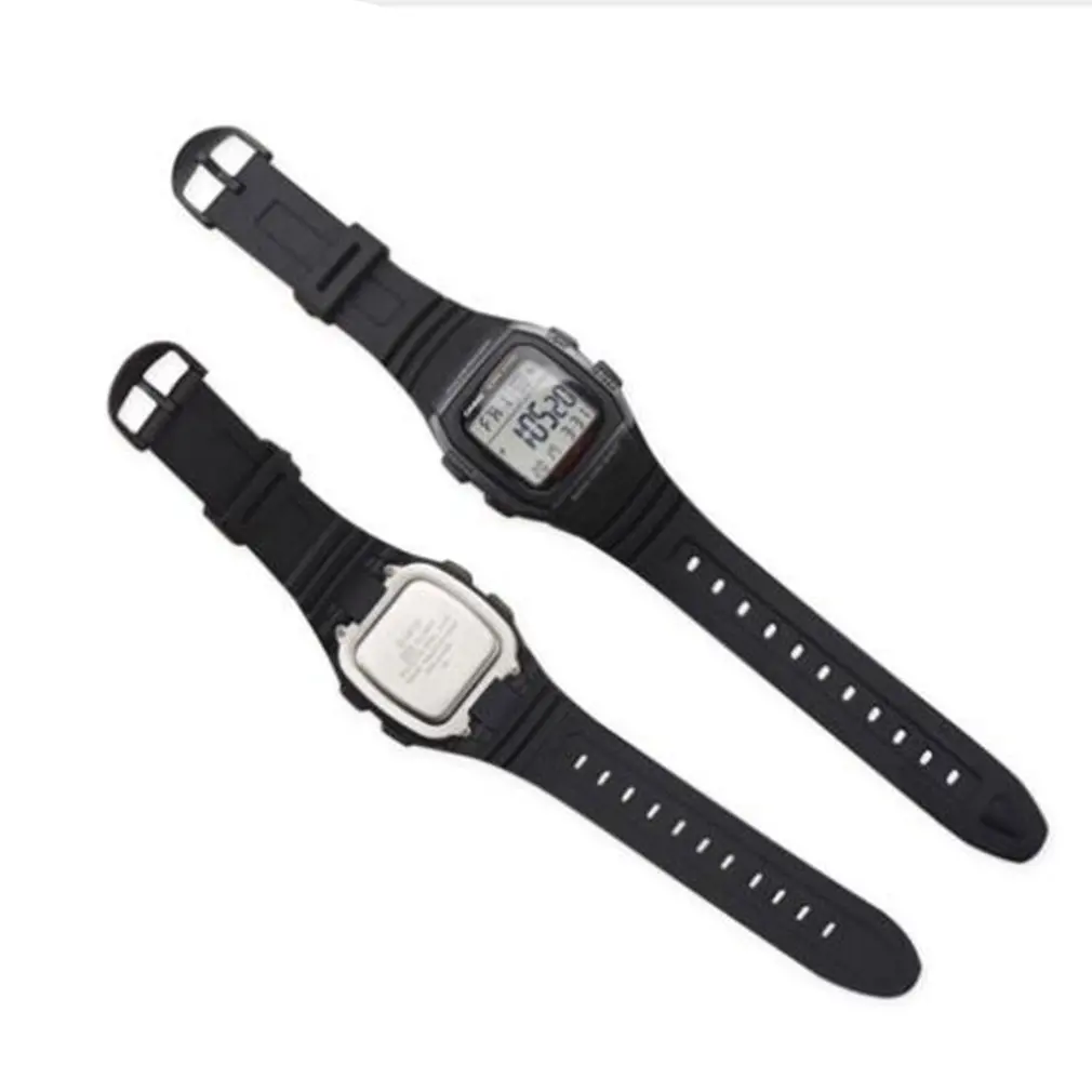 Silicone Watch Band Stainless Steel Pin Buckle Replacement Watchband for Casio W-96H Men Strap Watchband Bracelets Only Black