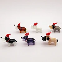 6pcs handmade murano glass dog figurines ornaments home fairy garden christmas decoration miniature animals glass statues gifts