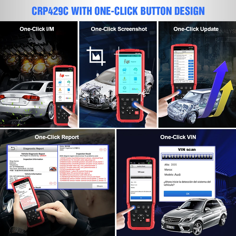 LAUNCH X431 CRP429C OBD2 диагностические инструменты launch CRP429 для двигателя/AT/ABS/сканер