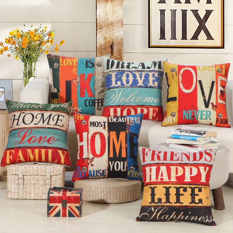 

Винтажный льняной Чехол для диванной подушки 45x4 5 см