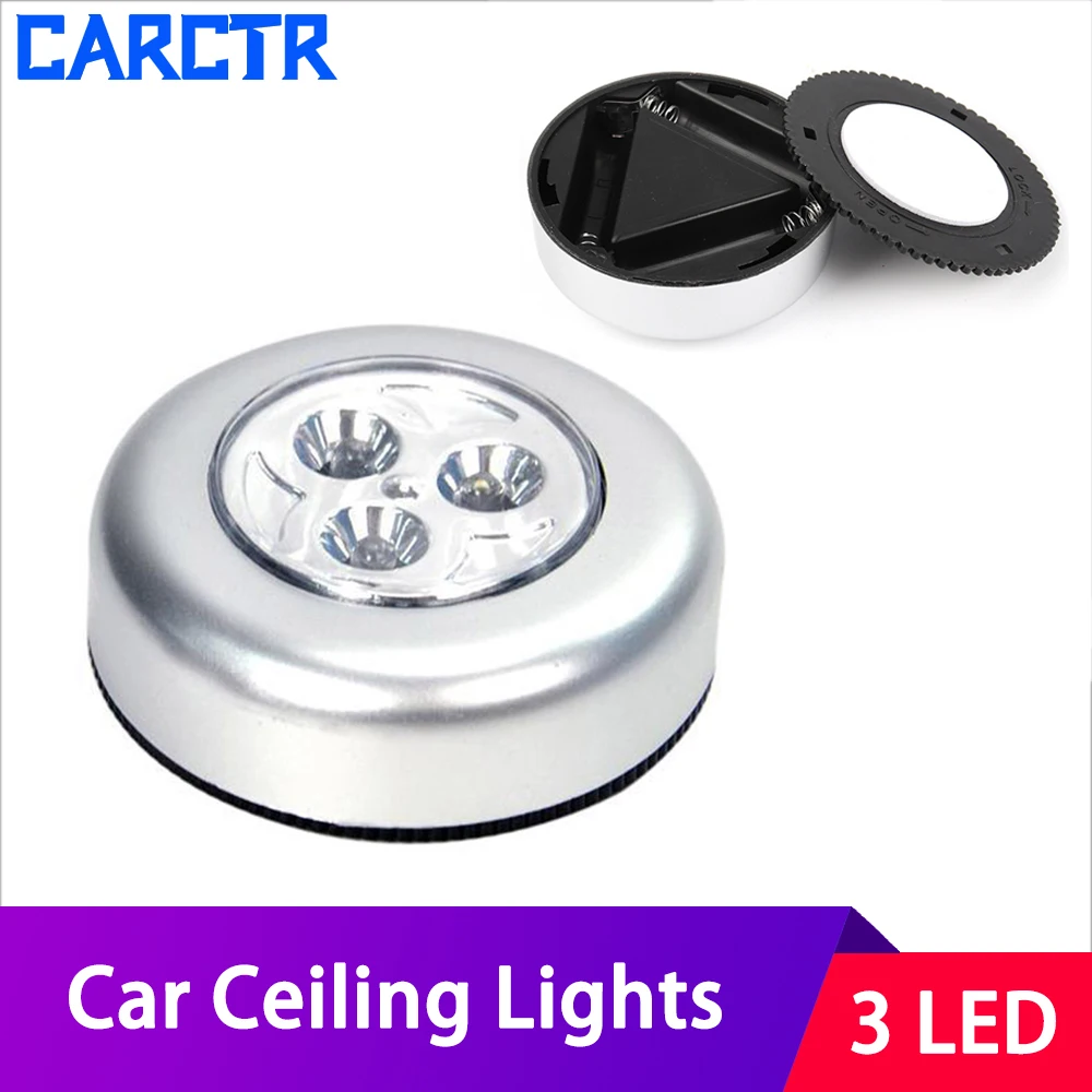 

3 LED Car Reading Light Ceiling Lights 30W Car Trunk Lamp LED Touch Lights AAA Battery Car Interior Modification Tail Box Lamp