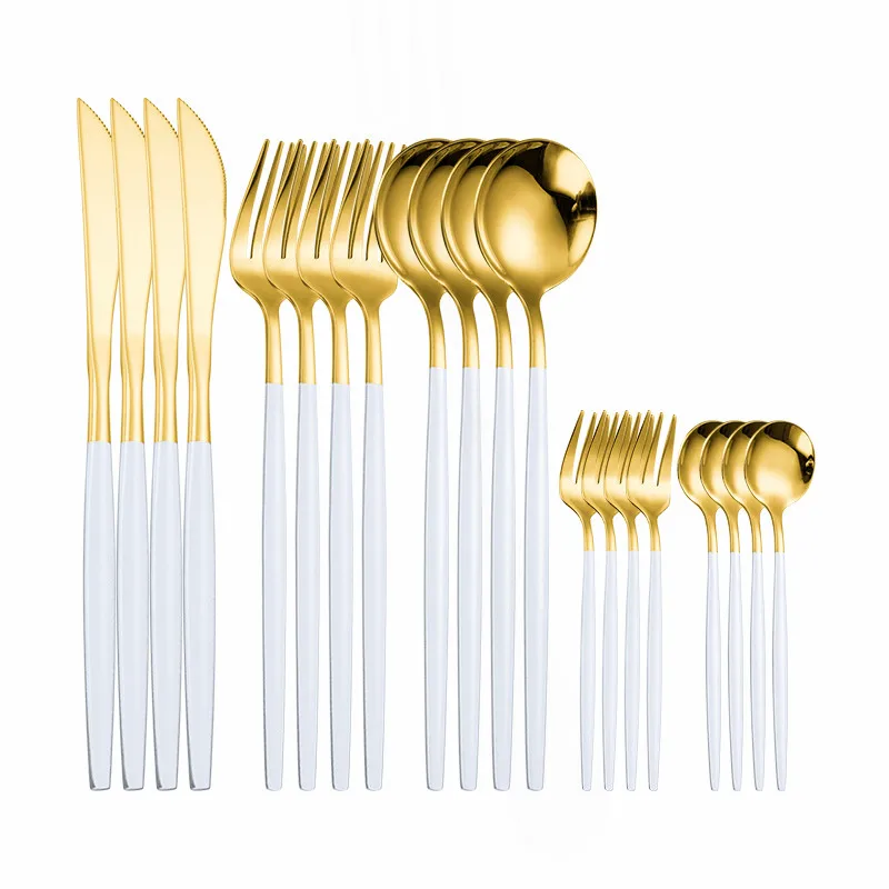

Cutlery Set Stainless Steel Spoon Set Tableware 20Pcs Spoon Fork Knife Dinner Set Kitchen Utensils Reusable Dinnerware Flatware