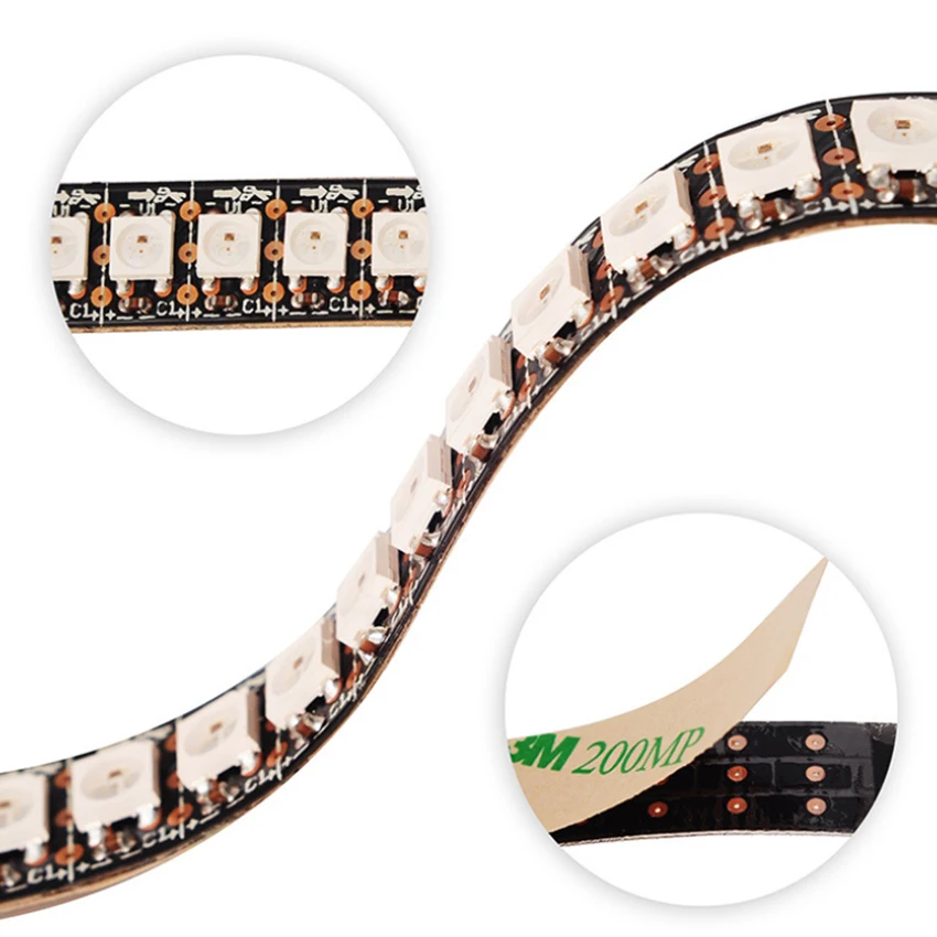 5V WS2812B Светодиодные ленты 5050 RGB 30/60/144 светодиодный Пиксели ws2812 IC адресуемых Цвет