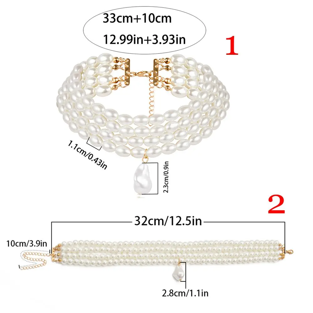 

2019 Fashion Pearl Bead Choker Necklace Korean Lady Collar Layered Pearl Necklace for Women Decoration on the Neck Female Mujer