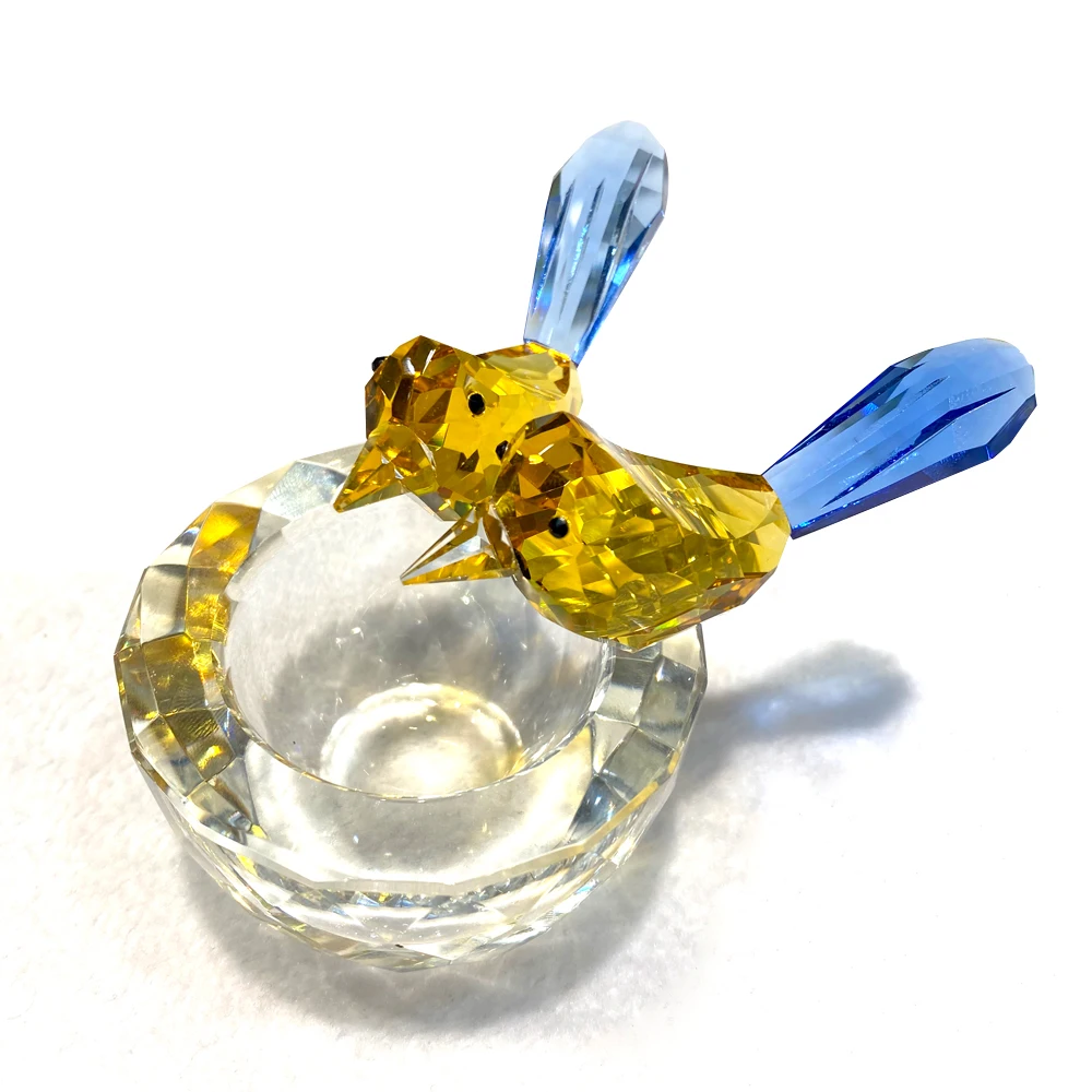 Хрустальный держатель для кольца фигурки с 2 птицами декоративное искусство