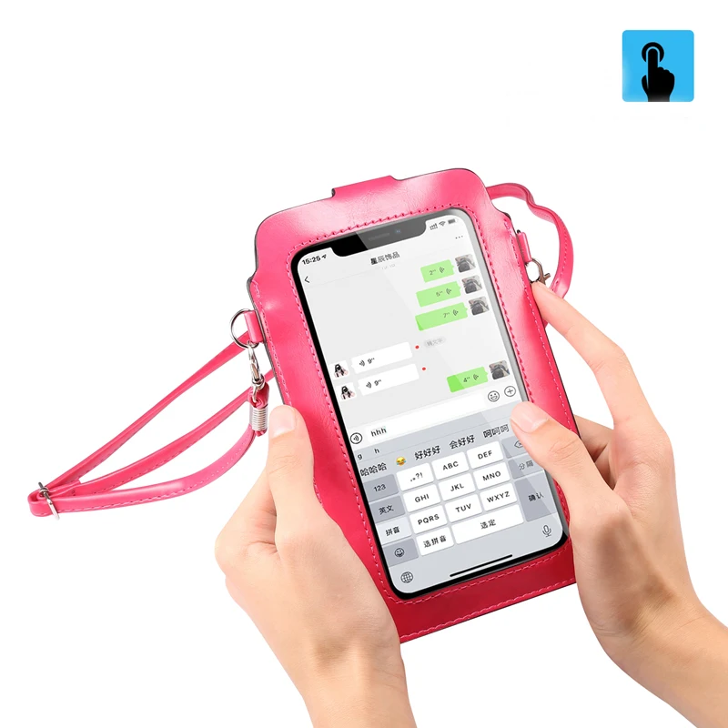 Модный кожаный чехол с сенсорным экраном маленькая сумка через плечо