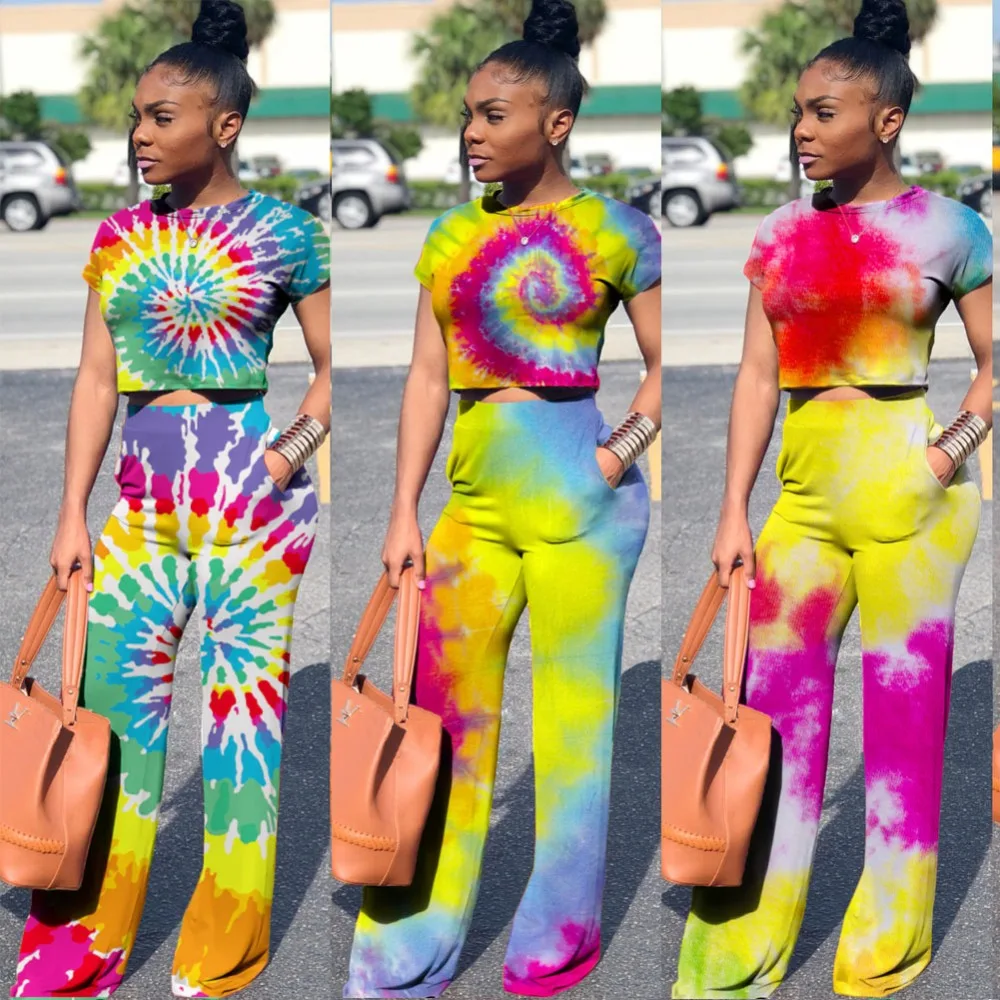 Женские летние комбинезоны наряд комплект из 2 предметов с радужным принтом и