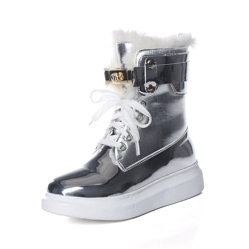SWONCOW/высокие кроссовки Белые зимние ботинки женская зимняя обувь Новинка 2019 года