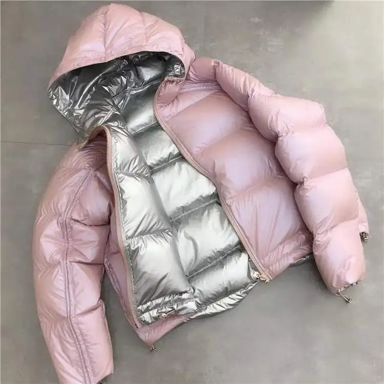 

fox down jacket female collar double face Winter 2020 new big hair mesh red bright silver coat short for women