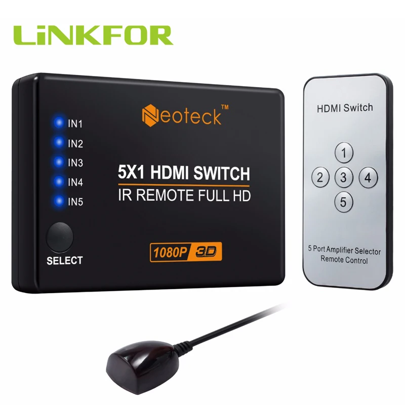 LiNKFOR 5 Порты и разъёмы совместимому с HDMI переключатель Splitter видео ИК-пультом