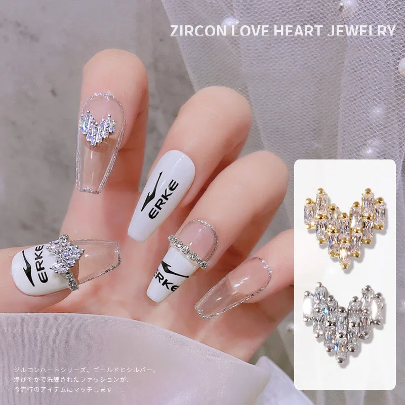 

3D Metal Zircon Nail Art Jewelry Nail Decorations Zircon Crystal Manicure Heart Shape Rhinestone Charms DIY Nail Accessories