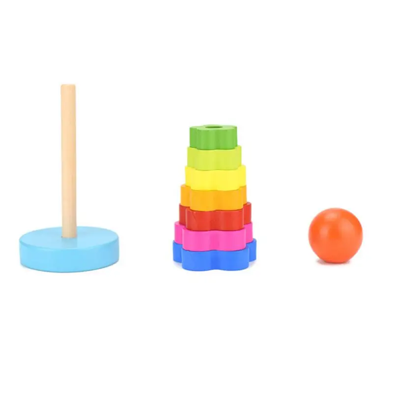 Stacking Nest Kids Learning Stack Up Rainbow Tower Blocks Baby Early Education Wooden Toy 1 Set | Игрушки и хобби