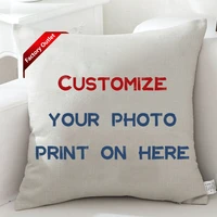 45x45cm picture customize cushion cover flax linen peachskin pillow case pet photo design pillowslip gift home pillow cover